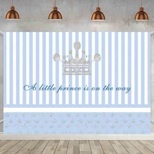 Blue Pink Little Princess Or Prince Newborn Baby Shower Photo Background Golden Grown Decoration Photography Backdrops For Photo