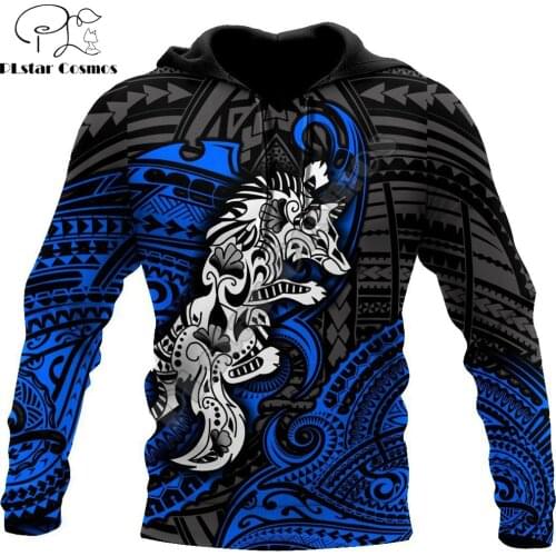 Polynesian Wolf Tattoo 3D Printed Autumn Men Hoodies Unisex Casual Pullover Zip Hoodie Streetwear sudadera hombre DW0534