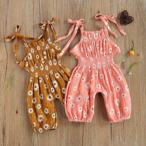 Newborn Baby Girls Jumpsuit SleevelessRomper Infant Summer Cotton Soft Daisy Print Playsuits Kids Children Infant Outwear