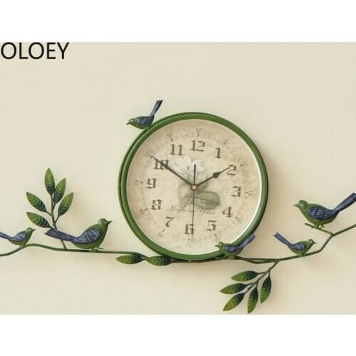 Creative 3D Wall Clock Vintage Metal Bird Living Room Green Home Decorative Bedroom Cuckoo Clock Living Room Clockwall Art Clock