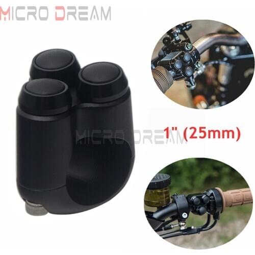 25MM Handlebar Mount Triple Micro Switch Button Housing 3-Button Control Retro Motorcycle Chopper Bobber Cafe Racer Fits 1" Bars