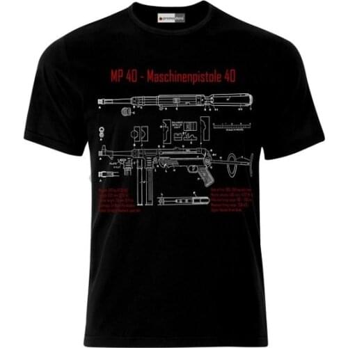 2019 Summer Hot Sale Cotton Mp40 Schmeisser Submachine Gun Maschinenpistole Entwurf Blueprint T Shirtfunny T Shirts