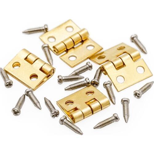 Odoria 1:12 Miniature Hardware Golden Mini Hinges and Screws 4 Set in 1 Pack For Door Closet Cabinet Dollhouse Accessories Decor