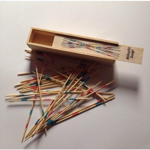 Multiplayer Game Baby Educational Wooden Traditional Mikado Spiel Pick Up Sticks With Box Game Spillikin Game stick Souptoys1Pc