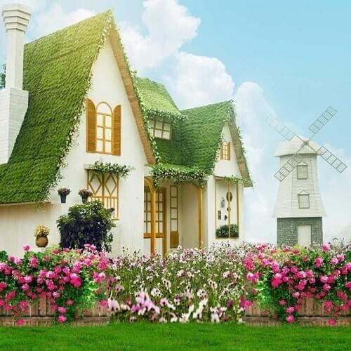 MEHOFOTO Vinyl Photography Background Garden Flower House Computer Printed Children Backdrops for Photo Studio CM-6567