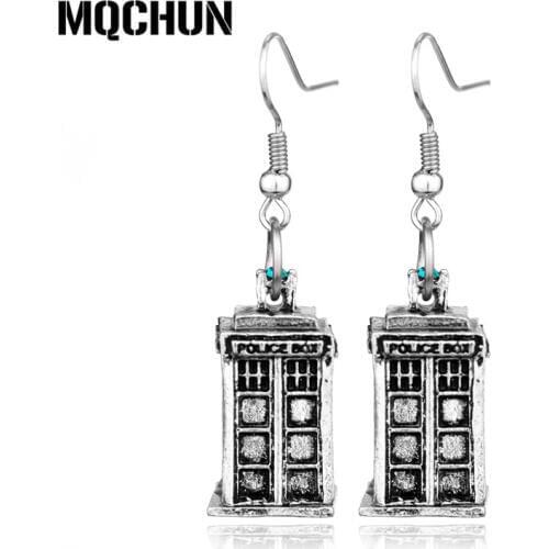MQCHUN Fashion Vintage Mysterious Dr. Silver Color Alloy Drop Earrings Doctor TARDIS Earrings for Women Movies Jewelry -15