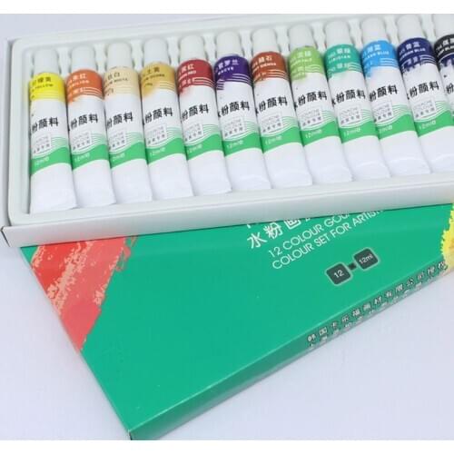 Gouache Paint Tubes Set Professional 12ml 12/24 Colors Draw Painting Pigment Art Gouache