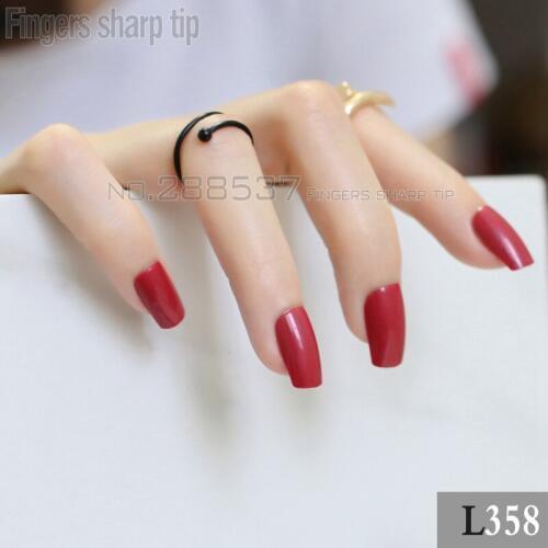 2017 New Popular Selling deep red Long Square head Solid color Candy Acrylic Art Decorative false nails 24pcs R27 L358