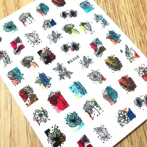 Newest WG468 abstract lady 3D nail sticker decal stamping back gule DIY nail decoration tools