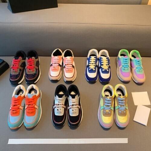 2020New leisure sports shoes female European and American fashion joker inside heightening platform matching color running shoes