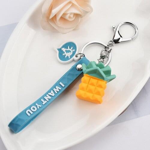 New Fashion Stereo Cartoon Fruit Keychain Creative Mobile Phone Bag Car Pendant Fun Avocado Watermelon Pineapple Banana Keychain