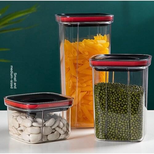 New square PET Plastic Food Containers Transparent Stackable Dry Food Storage Box Kitchen Spaghetti Noodles Sealed Containers