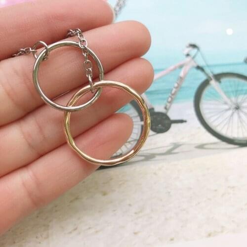 Circle Link Necklace Pendant Simple Chains Choker Short Textured Accessory