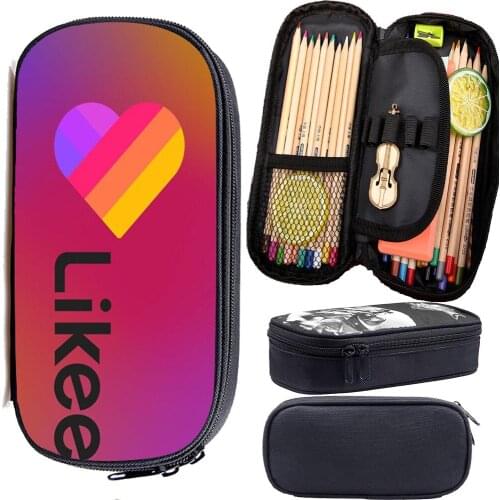 3D Printed Likee Cosmetic Bag Women Makeup LIKEE Video 1 Case Pencil Case Russia Styles Girls Zipper Pencil Box School Supplies