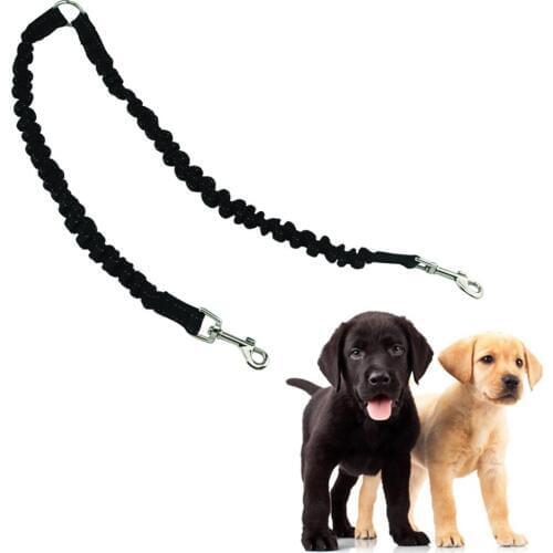 PET-K9 Bungee Double Dog Leash , Dual Dog Walking & Training Leash, Comfortable Shock Absorbing Reflective