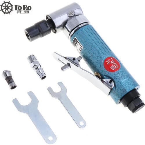 TORO Collet Pneumatic Engraving Polished Machine with 90 Degree Curved Head and Push Switch for Woodworking / Car / Mold