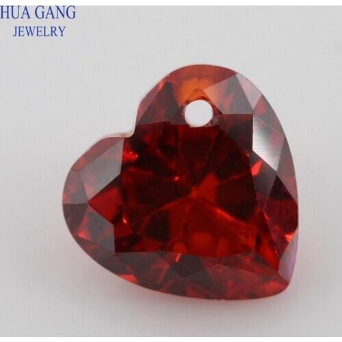 Single Hole AAAAA Heart Shape Garnet Cubic Zirconia Stone For Jewelry Making 4x4~12x12mm High Quality CZ