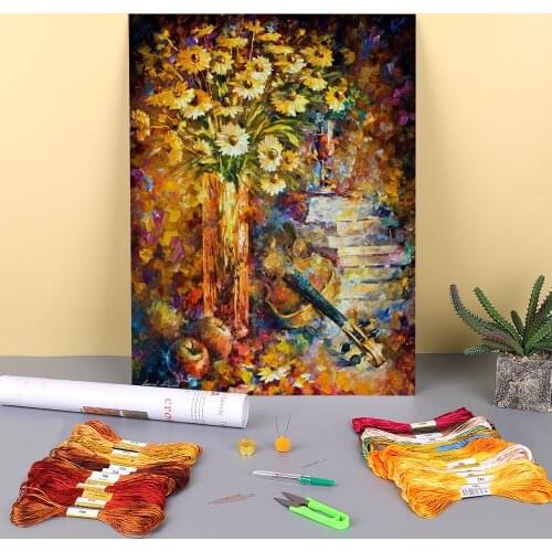 The Rhythm Thoughts Printed Water-Soluble Canvas 11CT Cross-Stitch Patterns Embroidery DMC Threads Hobby Painting Craft Gift