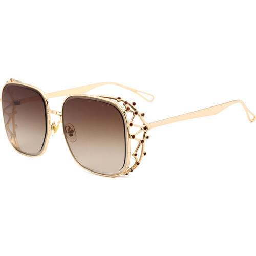 Luxury Fashion Sunglasses For Women Crystal Designer Glasses Square Metal Frame Woman Sun Glasses UV400