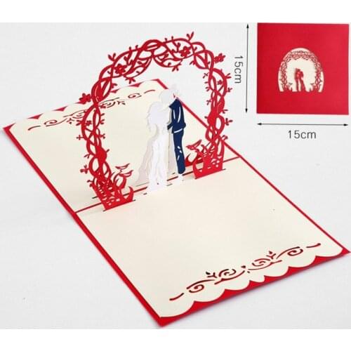 Rose Pop-up Card-3D Creative- Greeting Romantic Red Flower Handmade Card Valentines Day Pop-up Card Wedding Anniversary