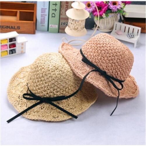 Spring summer Children flower dome straw hat baby girls Beach Hats kids sun hat Ladies Beach Cap elegant woman Wide Brim Cloche