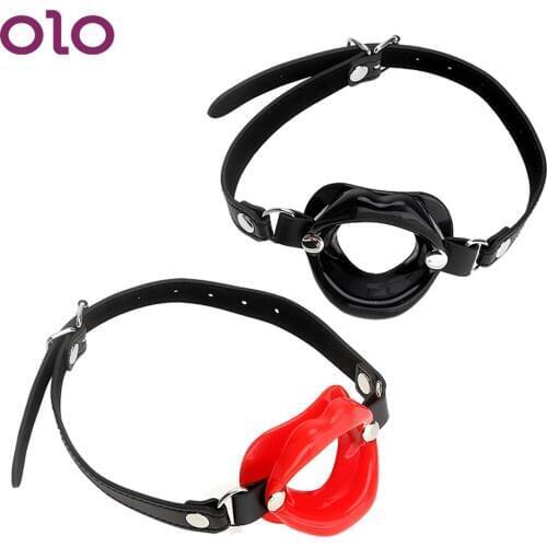 OLO Open Mouth Gag SM Bondage Oral Fixation O Ring Rubber Lips Fetish Adult Product Leather Sex Toys for Couples