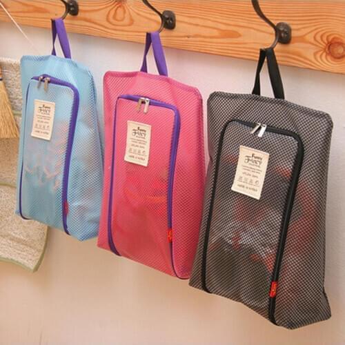 Household Travel Dustproof Shoe Bag Waterproof Sundries Storage Closet Organizer Portable Mesh Visual Hanging Bag Eco Friendly
