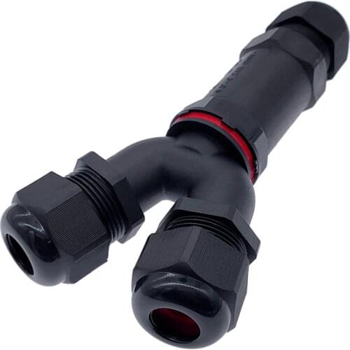 IP68 electrical cable waterproof connector Y branch T connectors 2/3/4/5 Pin 32A 450V cable wire gland sleeve connector
