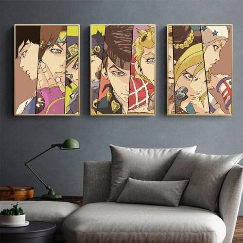 Japanese Anime Poster JoJos Bizarre Adventure JOJO Poster Canvas Painting Retro Wall Art Pictures Living Room Bedroom Decor