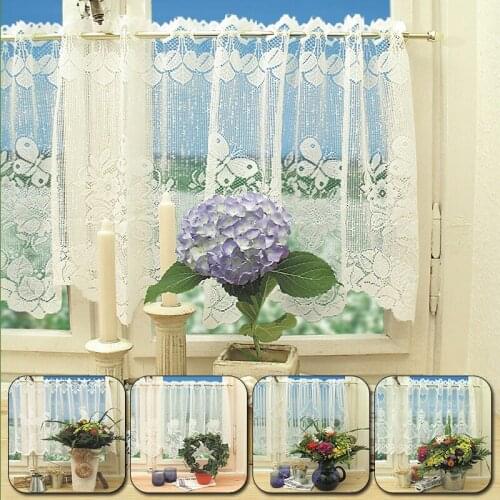 Kitchen Rod Curtain Coffee Color Home/Living Room Lace Decor Jacquard weave Finished Curtains Polyester Lace Shorter Curtains