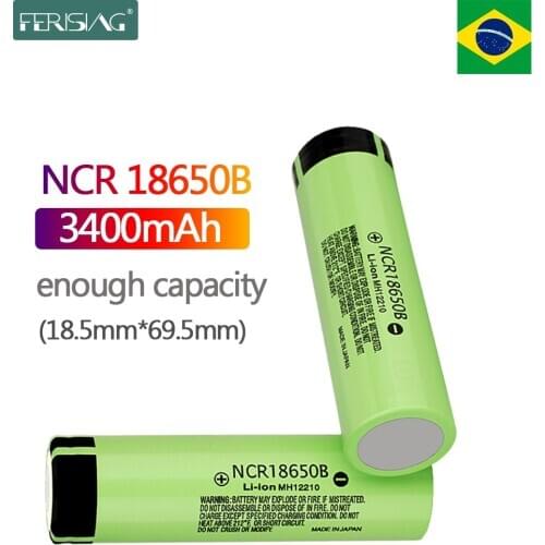 FERISING 18.5*69.5mm New 100% Original 18650 battery NCR18650B 3.7v 3400mah Lithium Rechargeable Battery Flashlight batteries