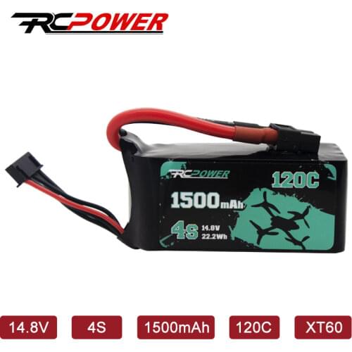 RCPOWER 14.8V 120C 1500mAh 4S Lipo Battery With XT60 Plug For Quadcopter Drone Airplane FPV Helicopter