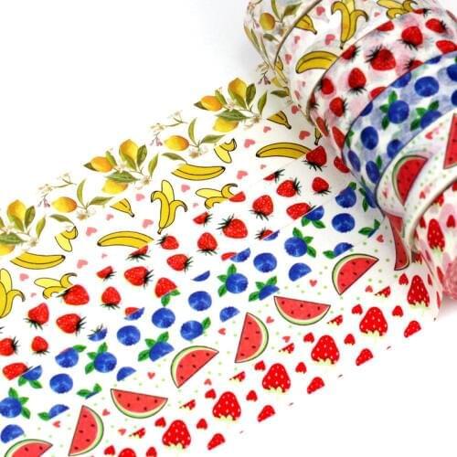 1PC 1.5CMX10M Cute Strawberry Watermelon Banana Lemon Cherry Decor Fruit Washi Tape DIY Scrapbooking Masking Tapes School Supply