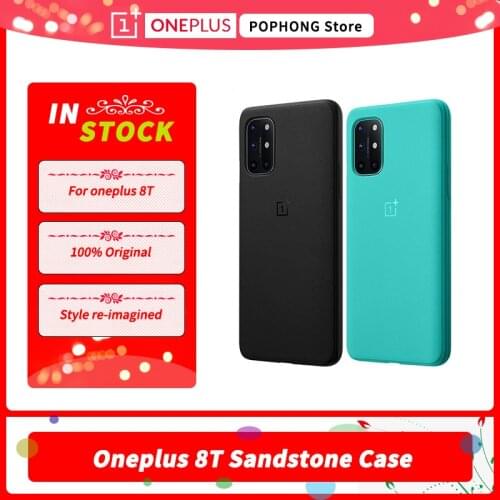 100% Original Oneplus 8T Case Sandstone Black Cyan 3D Glass Screen Karbon Bumper Case For Oneplus 8T 8 T Case