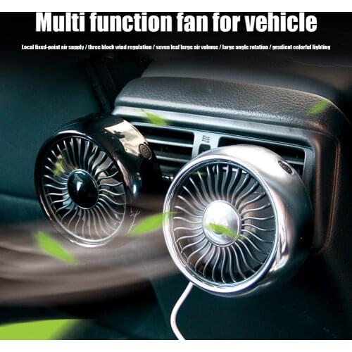 12V 24V 3-Speed Adjustable Car Auto Air Cooling Fan Summer Low Noise Car Cooler Air Fan Car Fan Accessories with Night Light