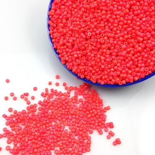 16g 1000X 2mm 12/0 Orange Red Neon Color Opaque Round Loose Spacer Bead Cezch Glass Seed Beads Handmade Jewelry DIY Garment Bead