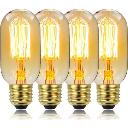40w E26/E27 Light Vintage Edison Bulb 4pcs Retro Filament Light Edison Bulb Lamp 110V/220V Antique Vintage Glass Screw Lamp