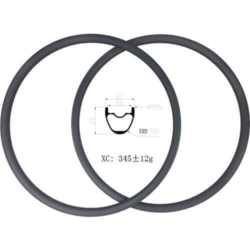 650B 27.5er MTB XC 27mm carbon rims 25mm wide tubeless 27.5 inch cross country mountain bicycle rims 24 holes UD 3K 12K matte