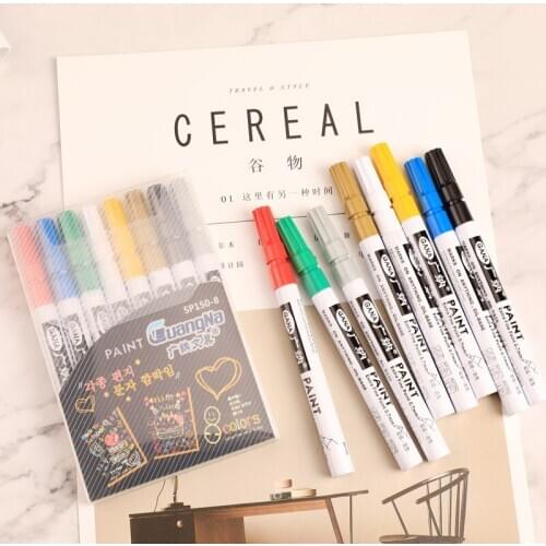 8 colors/set Paint pen touch up pen DIY photo album brilliant black card graffiti pen