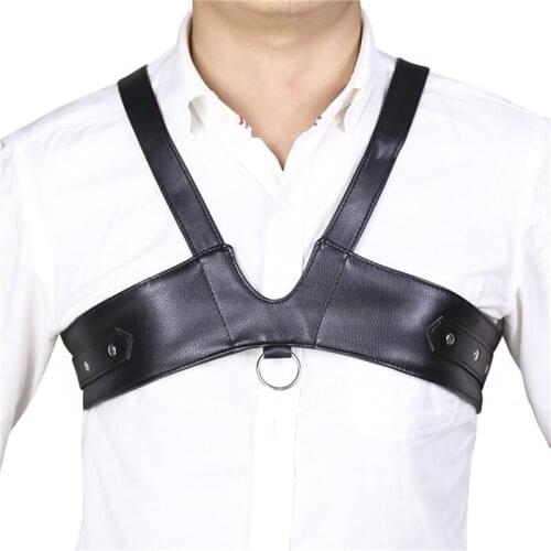 BDSM Sexual Chest Leather Harness Men Adjustable Fetish Gay Body Bondage Cage Shoulder Harness Belts Rave Gay Clothing for Sex