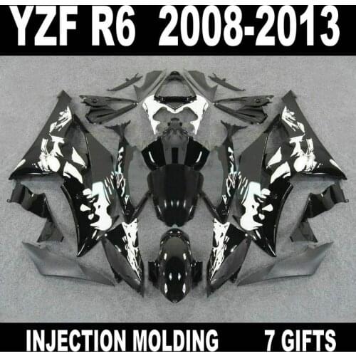 White black motorcycle parts for 2008 2009 - 2013 YAMAHA R6 fairings ABS plastic 08 09 10 11 12 13 YZF R6 fairing kits YHJ85