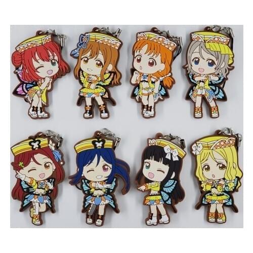 Love Live Anime keychain Kotori Nico Rin Umi Maki Chika Dia Riko Yoshi kc Kunikida Kanan Rubber Keychain Keyring Phone Strap