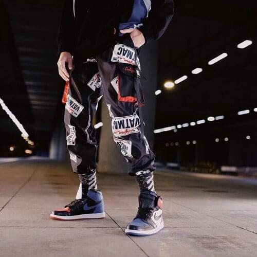 Camouflage Patchwork Side Pocket Cargo Harem Pants Mens Casual Jogger Streetwear Hip Hop Streetwear Trousers Male