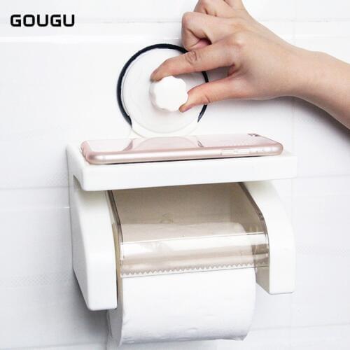 Bathroom Toilet Paper Holder Hanger Waterproof Sucker Paper Box Organizer Storage Hook Holder Rack