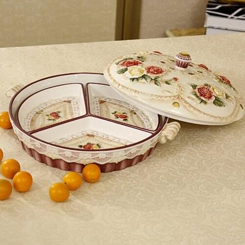 European Victorian Candy Box Ceramic Fruit Bowl Dried Fruit Box High-end Home Coffee Table Decor Furnishings Lid Fruit