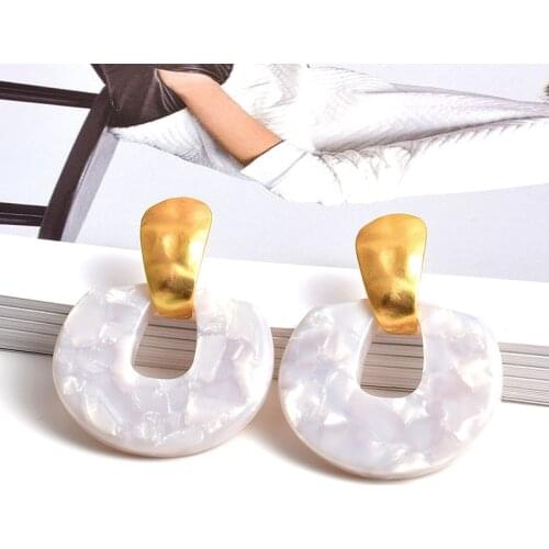 Geometric Acrylic Fashion Statement Drop Earrings For Women Vintage Resin Round Dangle Earring Wedding Jewelry