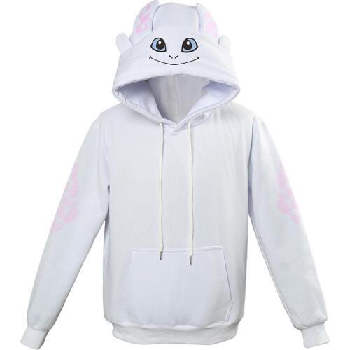 How to Train Your Dragon 3 Light Fury Hoodie Cosplay Sweatshirt Casual Pullover Jackets Coat Hood Hoodie For Kids