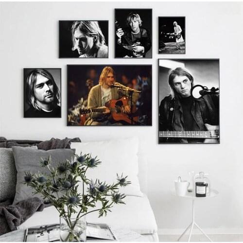 Prints Canvas Painting for Room Home Decor Kurt Cobain Rock Music Band Music Singer Star Wall Art Picture Posters and