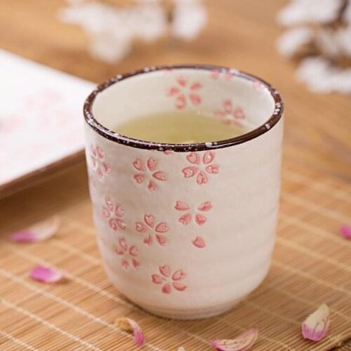 Sakura Pattern Ceramic Cup Tea Coffee Cup Mug Wine Tumblers Water Cups Juice Milk Cups Cafe Portable Drinkware Japanese Style