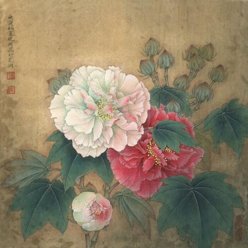 Chinese classical peony scenery oil painting canvas printings printed on canvas wall art decoration picture